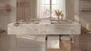 Ceppo Cream Marble Floating Double Bathroom Sink — 60"