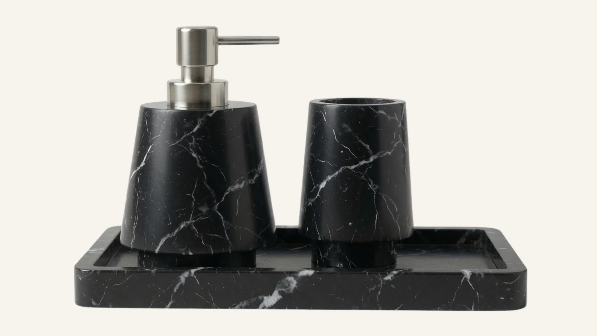 Nero Marquina Marble Toothbrush Holder