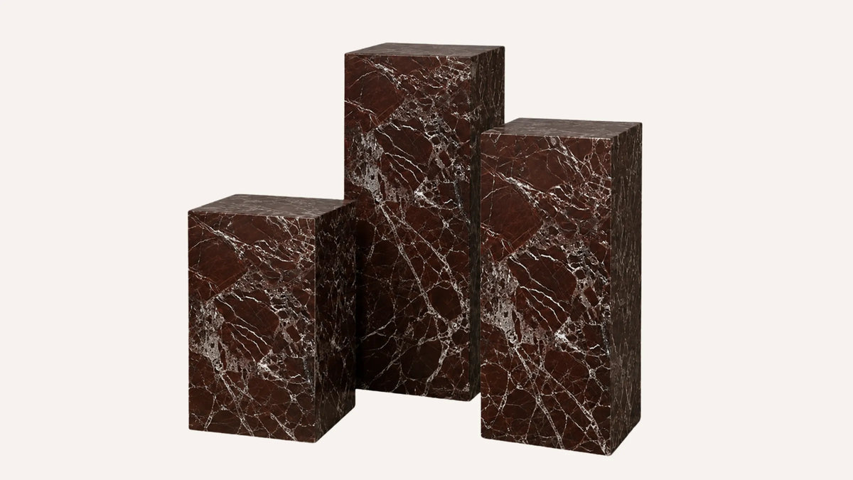 Marlowe Rosso Levanto Marble Plinth | Large