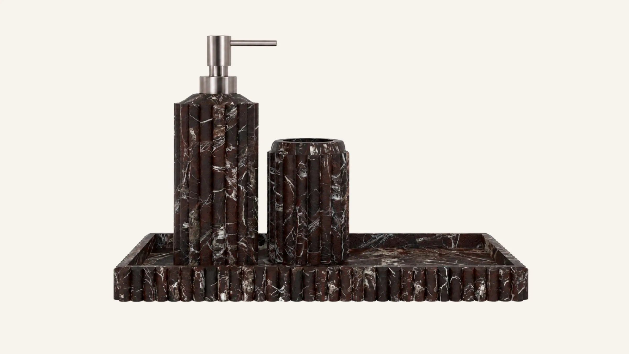Rosso Levanto Marble Fluted Soap Dispenser