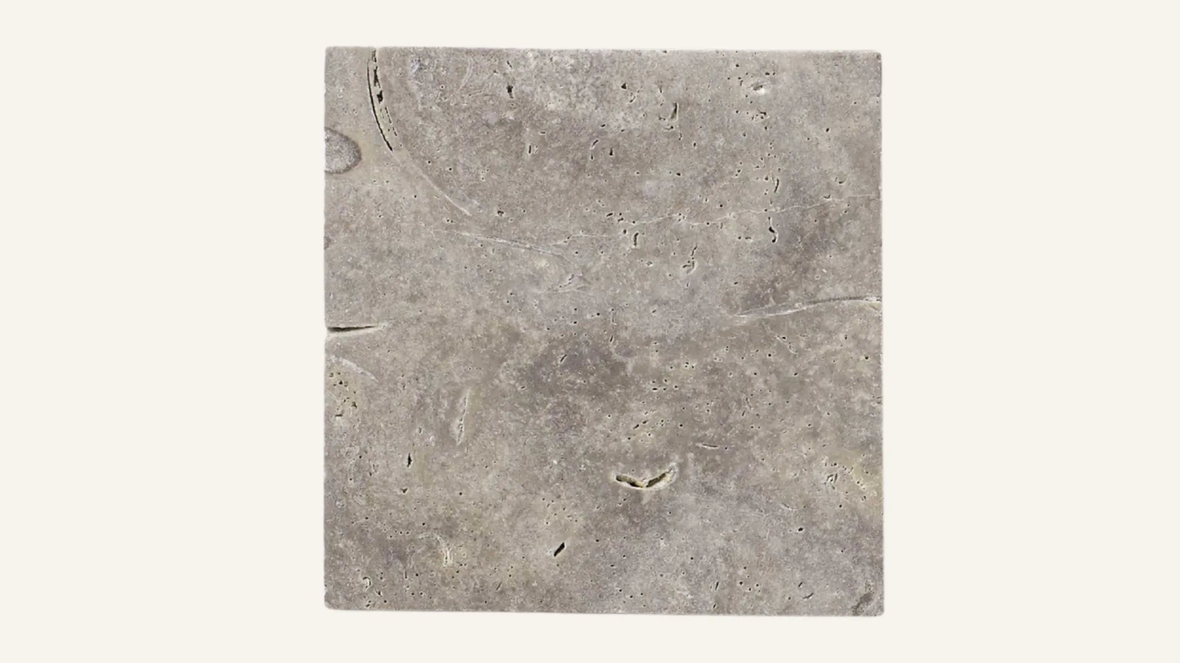 Cross-Cut Silver Travertine Sample 4" x 4"